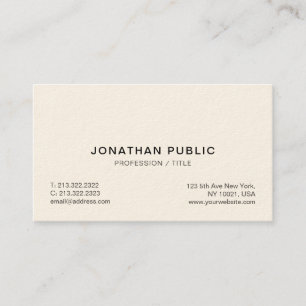 Modern Elegant Professional Luxury Signature Cream Business Card