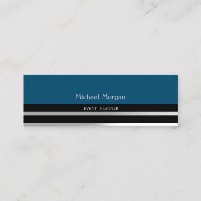 Modern Elegant  Professional, Masculin, Striped Mini Business Card (Front)