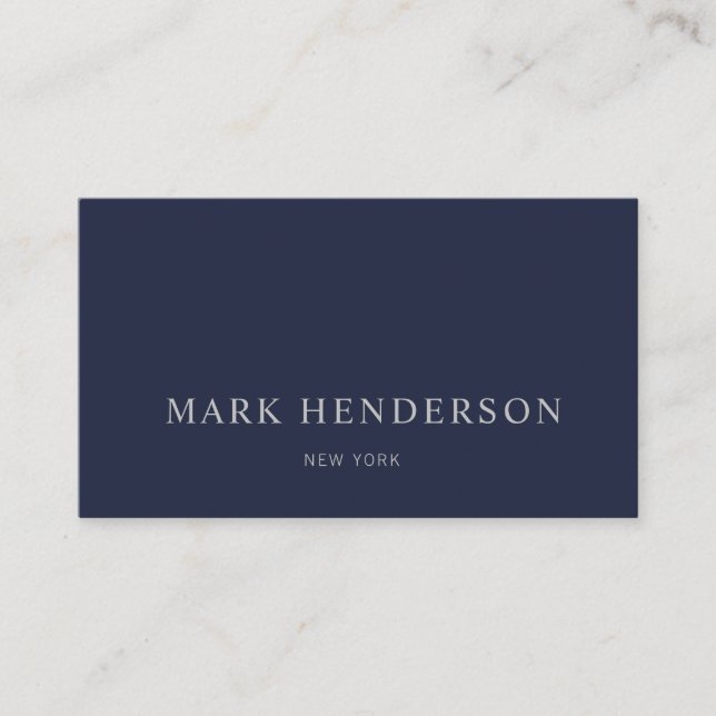 Modern Elegant Professional Navy Blue Business Card (Front)