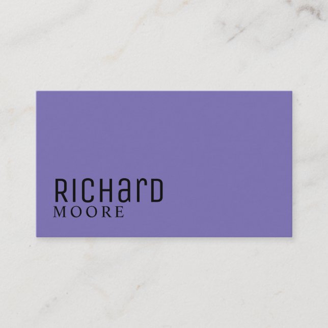Modern Elegant Professional Plain Purple Business Card (Front)