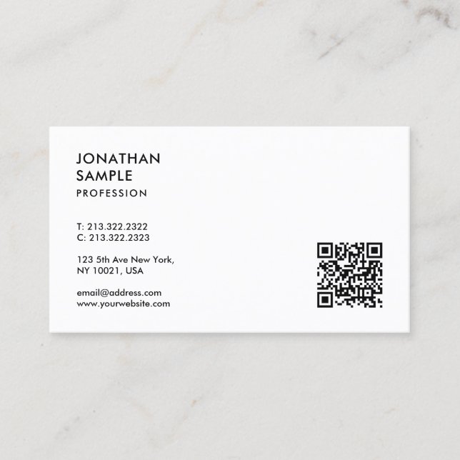 Modern Elegant Professional QR Code Template Business Card (Front)