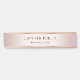 Modern Elegant Professional Rose Gold Name Office Door Sign