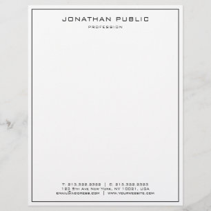 Modern Elegant Professional Simple Black And White Custom Letterhead