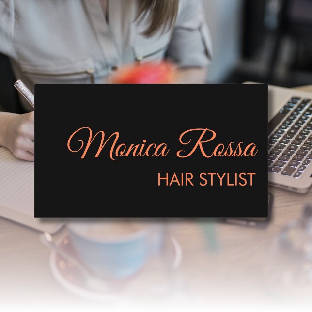 Modern Elegant Professional Simple Coral Black Business Card (Creator Uploaded)