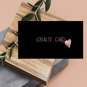 Modern Elegant Professional  Simple  Hearts,Black Loyalty Card