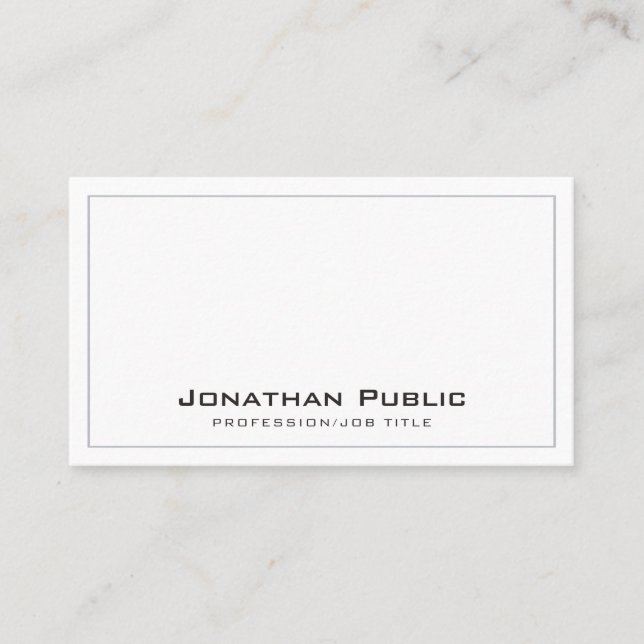 Modern Elegant Professional Simple White Plain Business Card (Front)