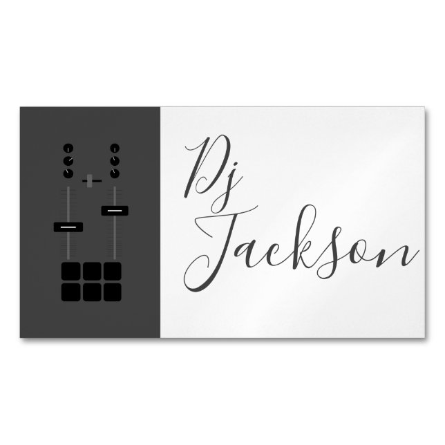 Modern Elegant Professional Two-Tone DJ Magnetic Business Card (Front)