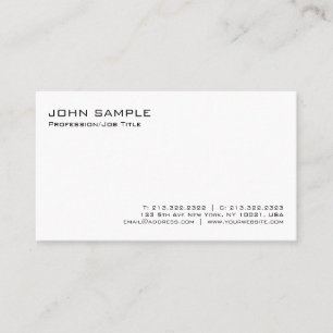 Modern Elegant Professional White Minimalist Plain Business Card