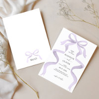 Modern Elegant Purple Bow Monogram Wedding
