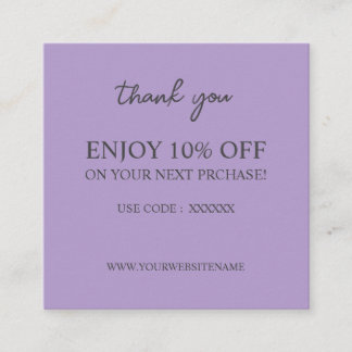 Modern elegant purple custom Discount Card