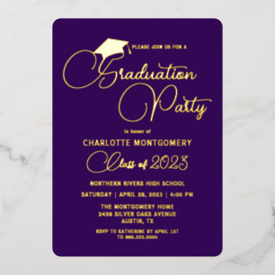 Modern Elegant Purple Foil Graduation Invitation