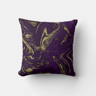 Modern Elegant Purple & Gold Marble Swirl Cushion