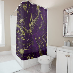 Modern Elegant Purple & Gold Marble Swirl Shower Curtain