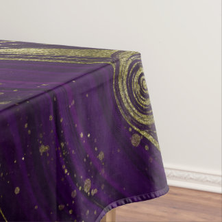 Modern Elegant Purple & Gold Marble Swirl Tablecloth