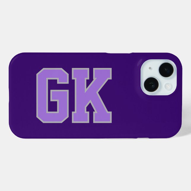 Modern Elegant Purple Grey Monogram Initials Case-Mate iPhone Case (Back (Horizontal))
