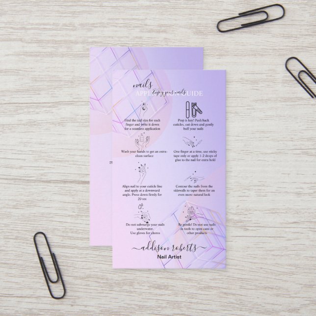 Modern Elegant Purple Holographic Logo Business Card (Front/Back In Situ)