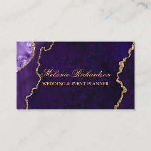 Modern Elegant Purple Marble Agate Geode Gold Business Card