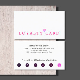 Modern Elegant Purple Pink Heart Beauty Loyalty Card