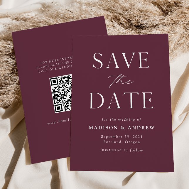 Modern Elegant Purple QR Code Save The Date (Creator Uploaded)