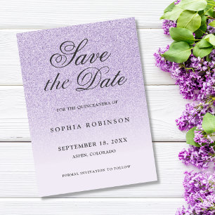 Modern Elegant purple Save the Date Quinceanera