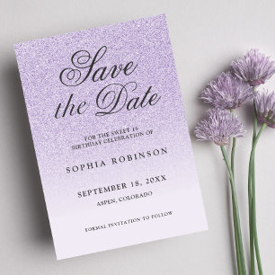 Modern Elegant purple Save the Date Sweet 16