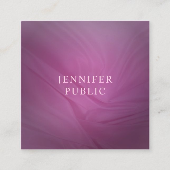 Modern Elegant Purple Simple Template Professional Square Business Card (Front)