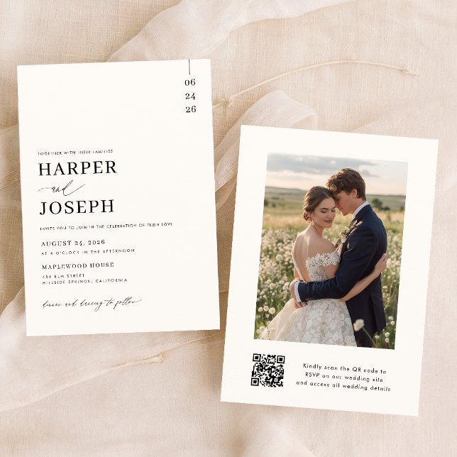 Modern Elegant QR Code Photo Wedding Invitation (Creator Uploaded)
