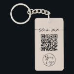 Modern Elegant QR Code Tan Keychain<br><div class="desc">Promote your business with this modern minimalist calligraphy QR code keychain. Customise it with your QR code and logo or click “customise further” to change the background colour to match your business’ colour scheme.</div>