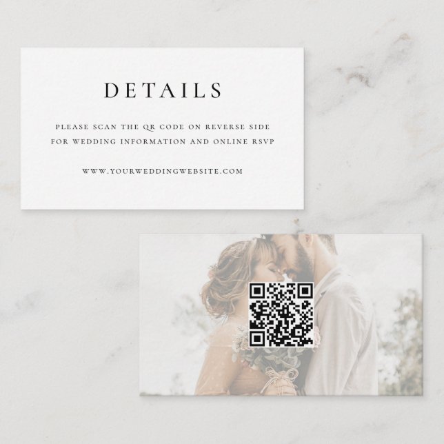 Modern Elegant QR Code Wedding Mini Enclosure Card (Front/Back)