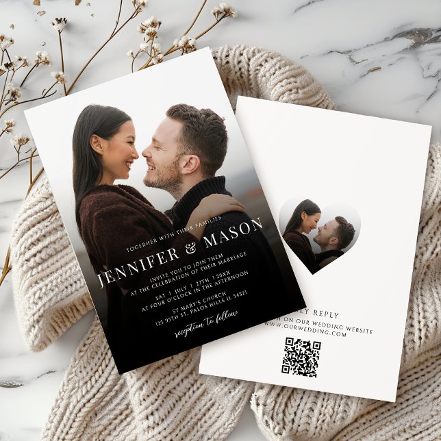 Modern Elegant QR RSVP Website Wedding Photo Invitation (Creator Uploaded)