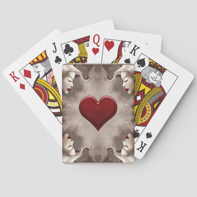 Modern, elegant, Queen of Hearts Card Illustration (Back)