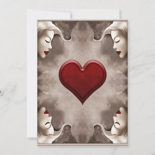 Modern, elegant, Queen of Hearts Card Illustration