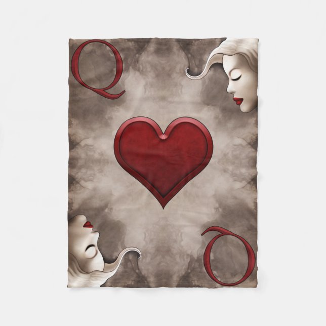 Modern, elegant, Queen of Hearts Card Illustration Fleece Blanket (Front)
