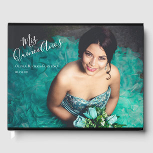 Modern Elegant Quinceanera 15th Birthday Photo Guest Book