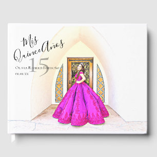 Modern Elegant Quinceanera 15th Birthday Photo Guest Book