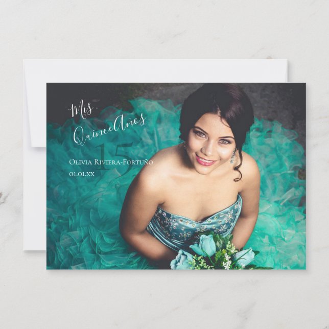 Modern Elegant Quinceanera 15th Birthday Photo Invitation (Back)