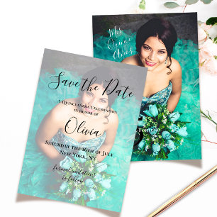 Modern Elegant Quinceanera 15th Birthday Photo Save The Date