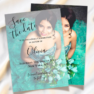Modern Elegant Quinceanera 15th Birthday Photo Save The Date