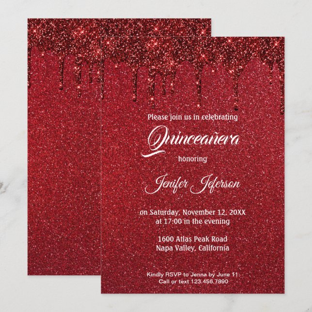Modern elegant Quinceanera Invitation (Front/Back)