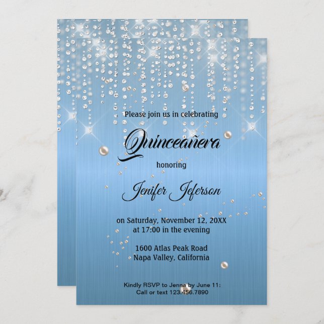 Modern elegant Quinceanera Invitation (Front/Back)