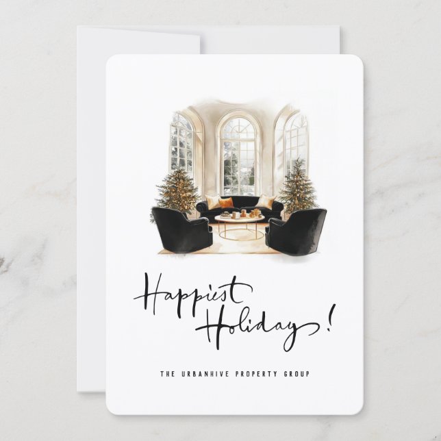 Modern Elegant Real Estate Corporate Christmas  Holiday Card (Front)