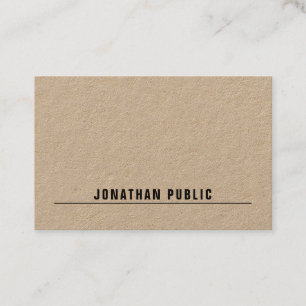 Modern Elegant Real Kraft Paper Simple Minimalist Business Card