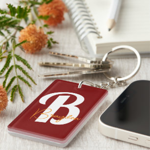 Modern Elegant red Acrylic Keychain