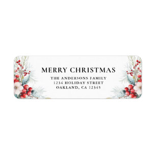 Modern Elegant Red Berries   Dark Green Christmas
