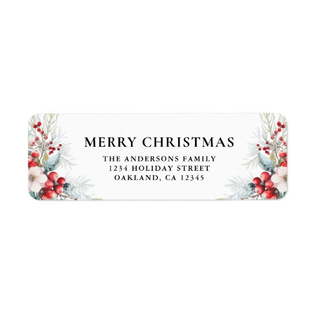 Modern Elegant Red Berries | Dark Green Christmas (Front)