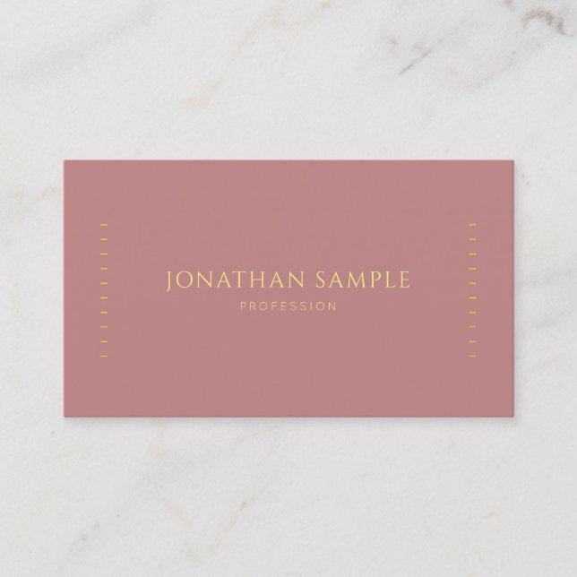 Modern Elegant Red Brown Gold Text Template Business Card (Front)