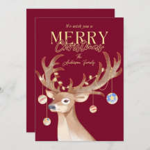 Modern Elegant Red Christmas Script Reindeer