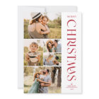 Modern Elegant Red Five Photo Collage Christmas