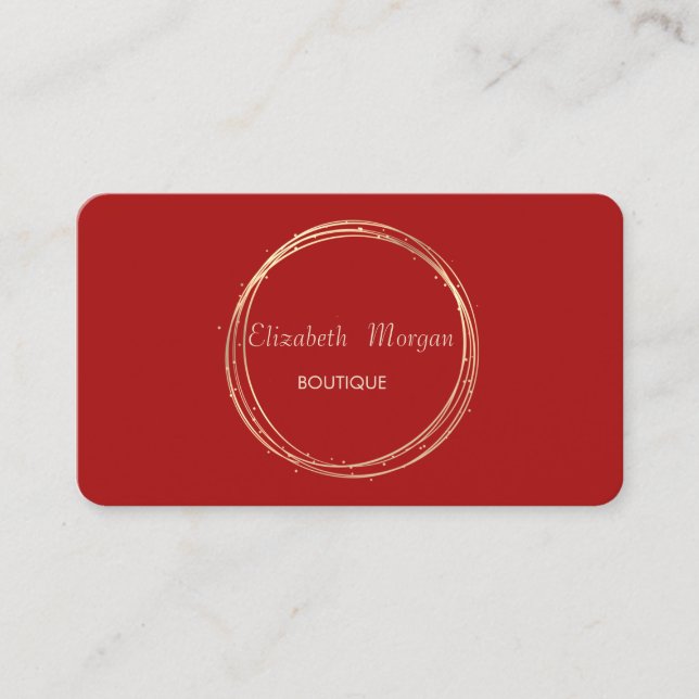 Modern Elegant  ,Red,Gold Circle Business Card (Front)