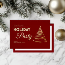 Modern Elegant Red Gold Office Holiday Party